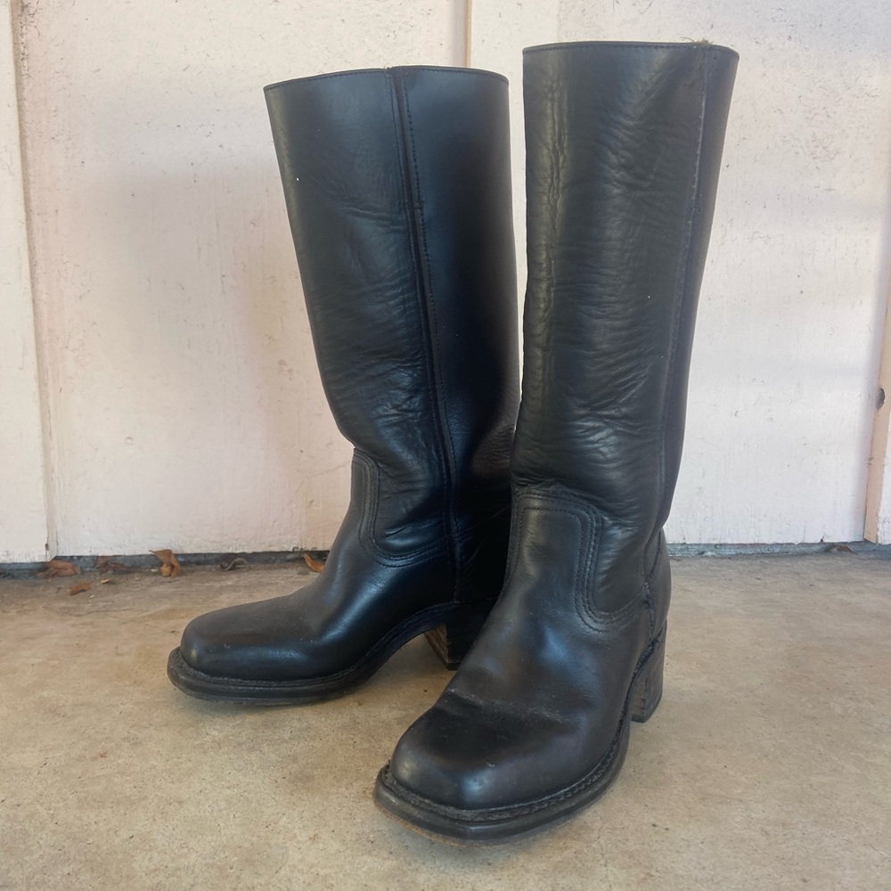 Frye Black Leather Tall Boots